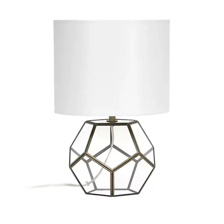 Brass and Glass Octagon Table Lamp