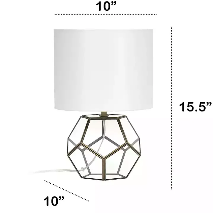 Brass and Glass Octagon Table Lamp
