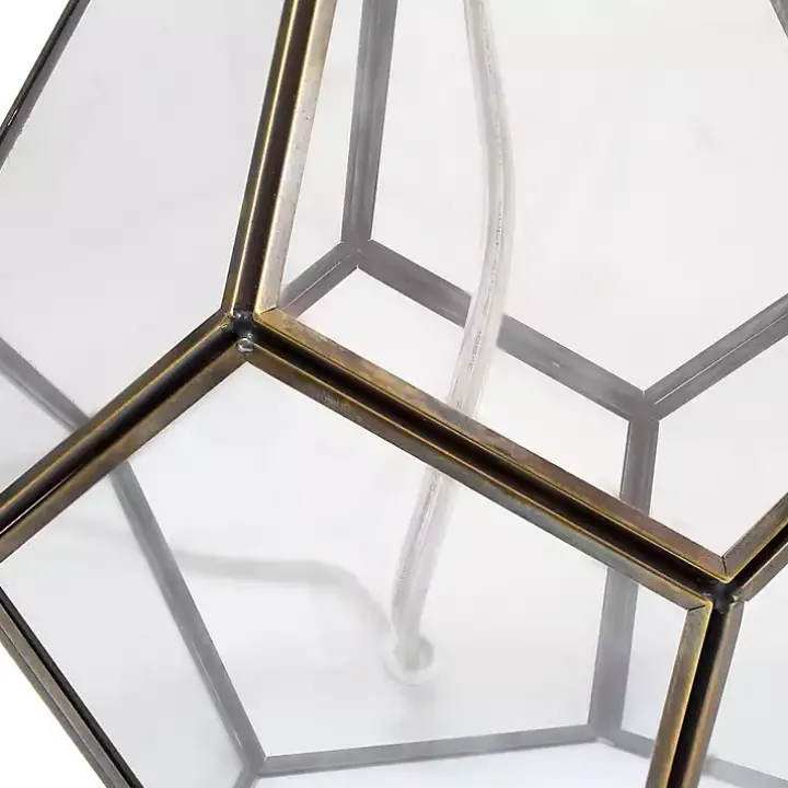 Brass and Glass Octagon Table Lamp