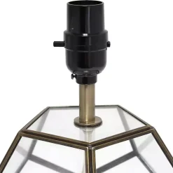 Brass and Glass Octagon Table Lamp