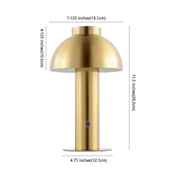 Brass Dome LED Cordless Table Lamp, 12 in.