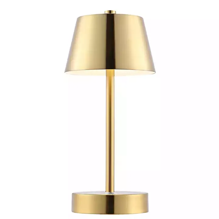Brass Rechargeable LED Table Lamp, 10 in.