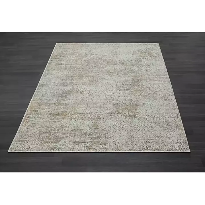 Brisbane Beige Faded Damask Area Rug, 5x8