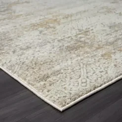Brisbane Beige Faded Damask Area Rug, 5x8