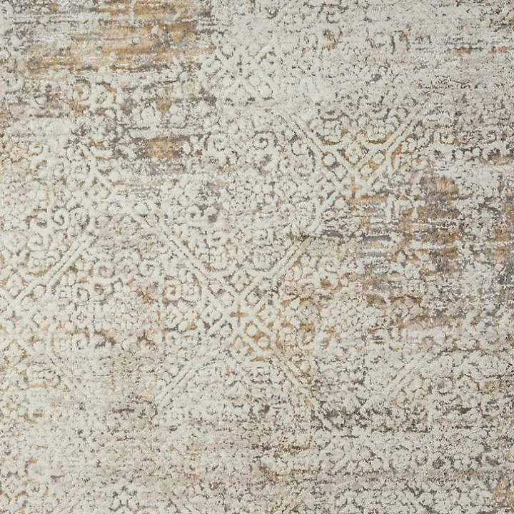 Brisbane Beige Faded Damask Area Rug, 5x8