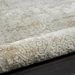 Brisbane Beige Faded Damask Area Rug, 2x3
