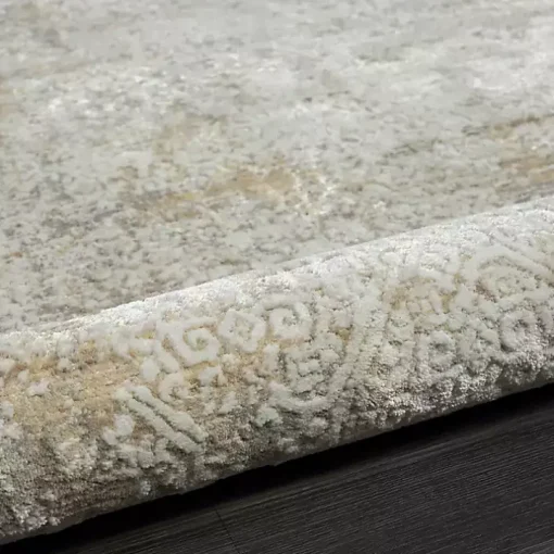 Brisbane Beige Faded Damask Area Rug, 2x3