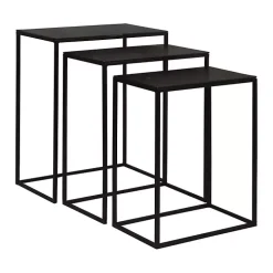 Bronze & Black Metal Nesting Side Tables, Set of 3