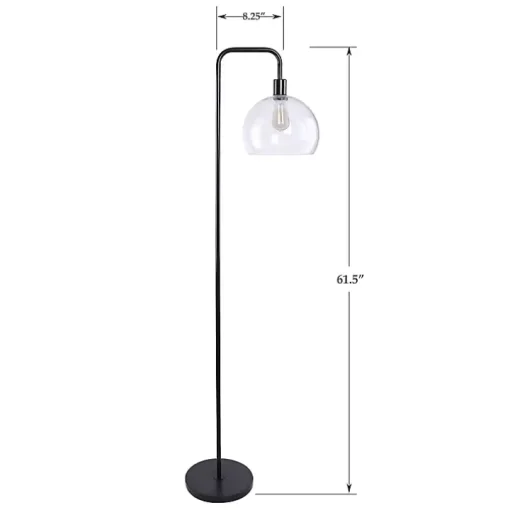 Bronze and Seeded Glass Shade Floor Lamp