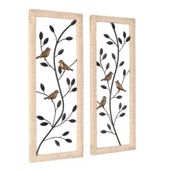 Bronze Bird and Branch Wall Plaques, Set of 2