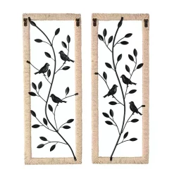 Bronze Bird and Branch Wall Plaques, Set of 2