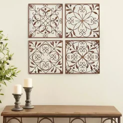 Bronze Scrollwork 4-pc. Panel Wall Art