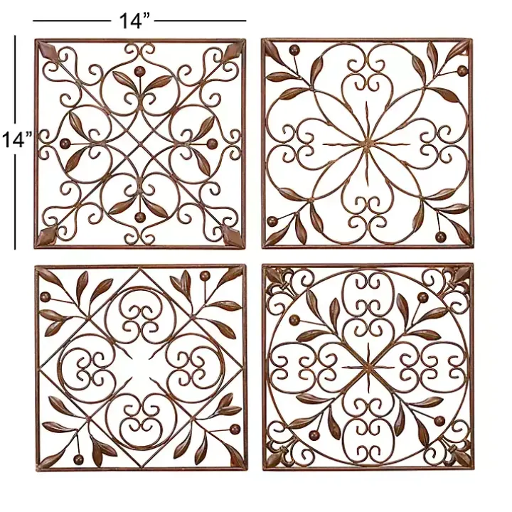 Bronze Scrollwork 4-pc. Panel Wall Art