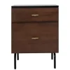 Brown and Black 2-Drawer Nightstand