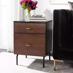 Brown and Black 2-Drawer Nightstand