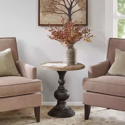Brown and Black Wooden Hemlock Accent Table