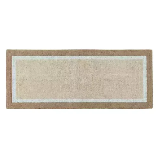 Brown and Blue Border Cotton Bath Runner