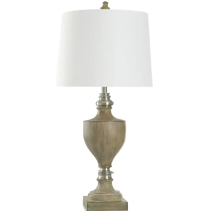 Brown and Brushed Silver Table Lamp