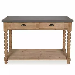 Brown and Gray Wood 2-Drawer Console Table