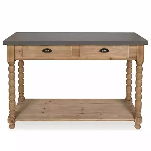 Brown and Gray Wood 2-Drawer Console Table