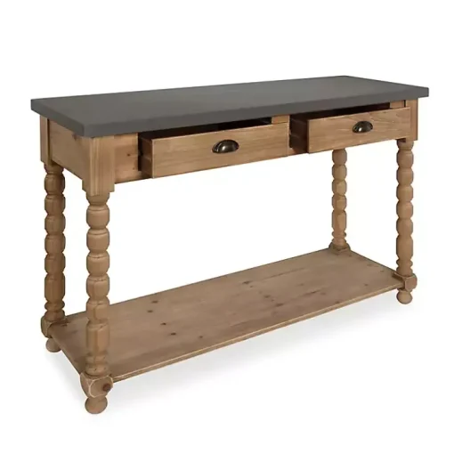 Brown and Gray Wood 2-Drawer Console Table