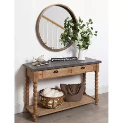 Brown and Gray Wood 2-Drawer Console Table