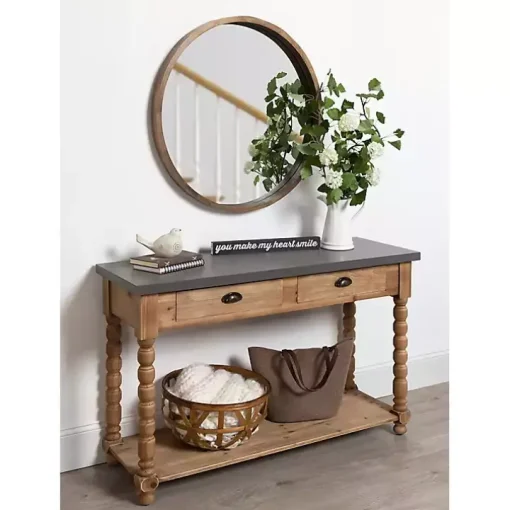 Brown and Gray Wood 2-Drawer Console Table