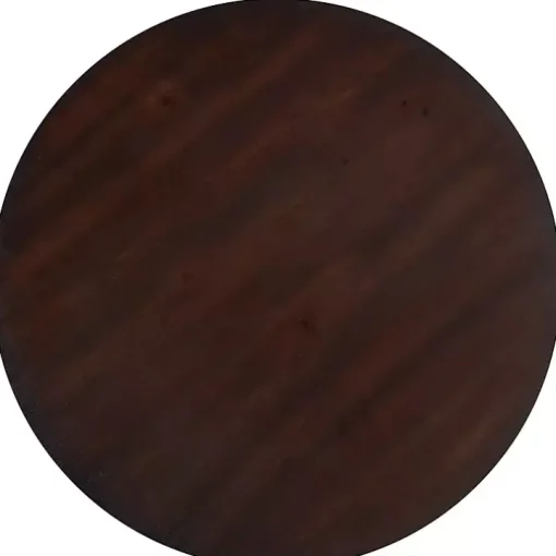 Brown and White Round Wooden Dining Table
