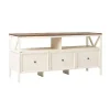 Brown and Whitewashed Wood 3-Drawer Media Cabinet