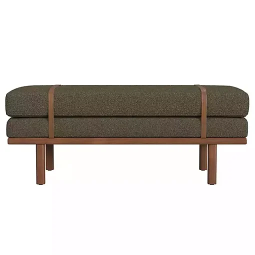 Brown Boucle Brown Faux Leather Bench