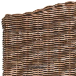 Brown Camelback Wicker Dining Chairs, Set of 2