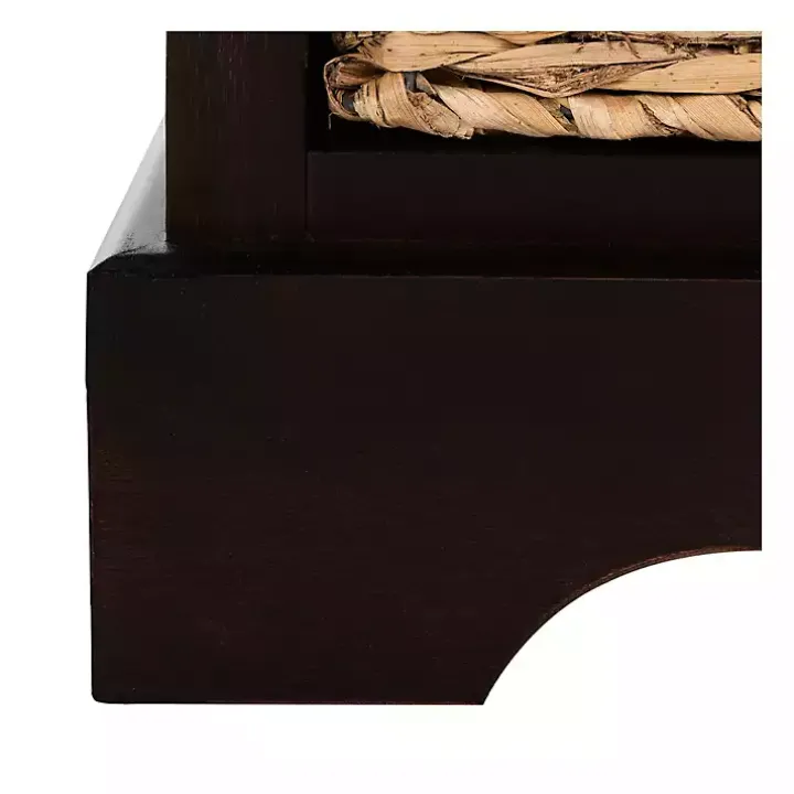 Brown Cora Accent Table with Woven Storage Baskets