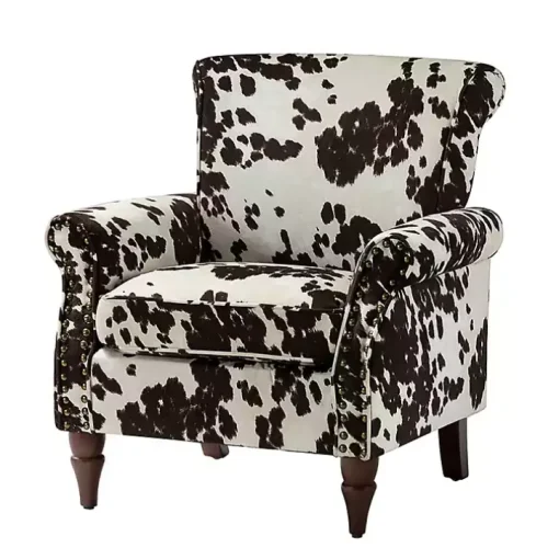 Brown Cow Print Upholstered Accent Chair