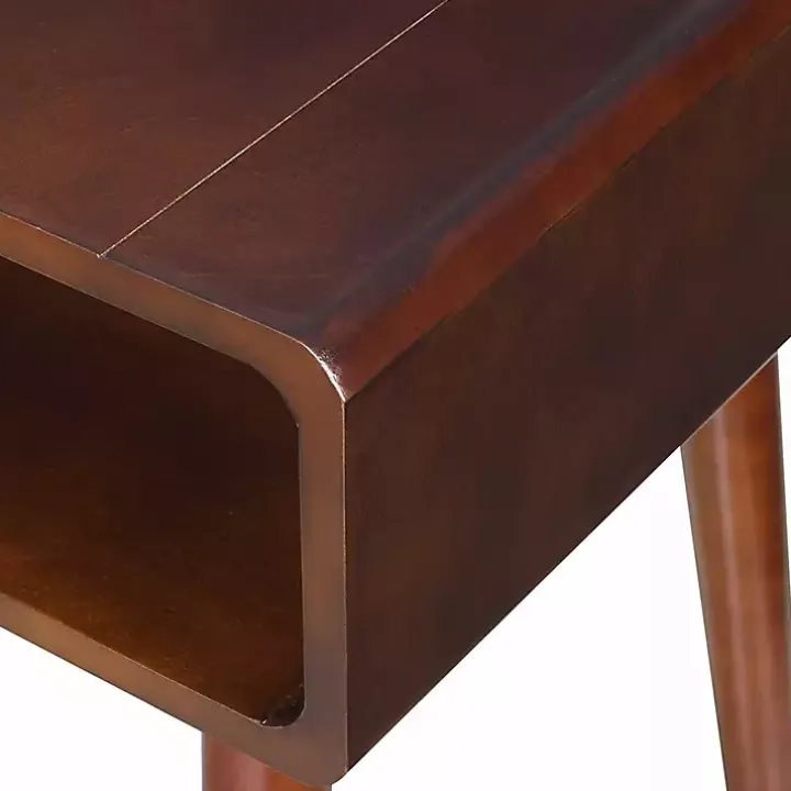 Brown Curved Edge Open Shelf Accent Table