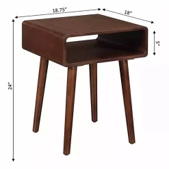 Brown Curved Edge Open Shelf Accent Table