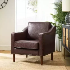 Brown Faux Leather Bonita Accent Chair