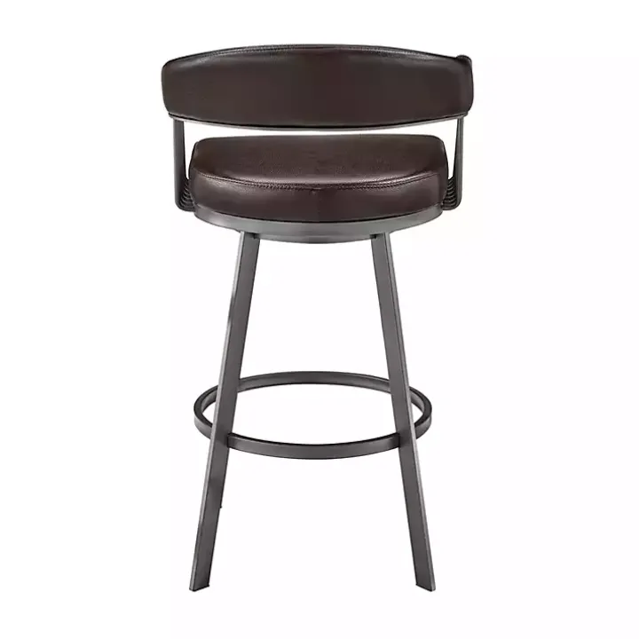 Brown Faux Leather Chelsea Swivel Bar Stool