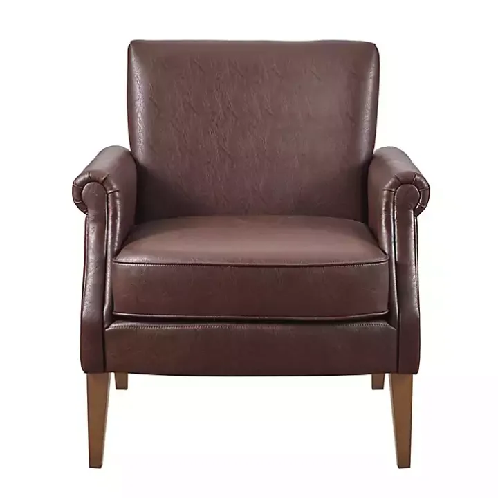 Brown Faux Leather Classic Accent Chair