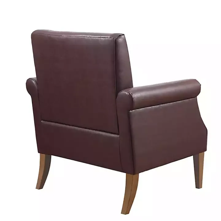 Brown Faux Leather Classic Accent Chair