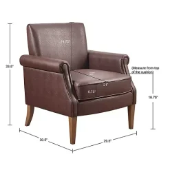 Brown Faux Leather Classic Accent Chair