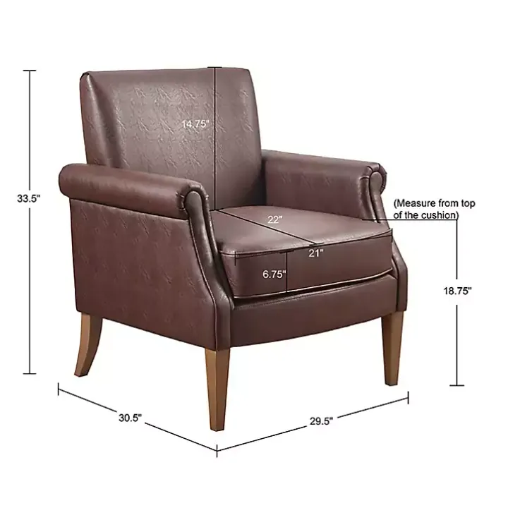 Brown Faux Leather Classic Accent Chair