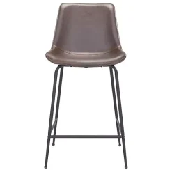 Brown Faux Leather Highback Counter Stool