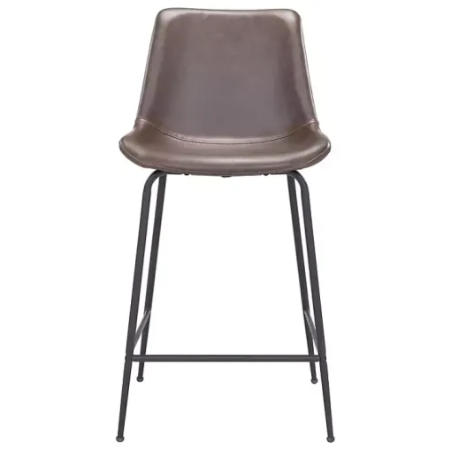 Brown Faux Leather Highback Counter Stool