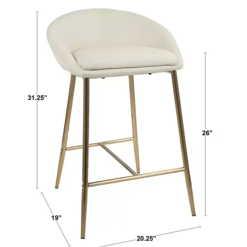 Brown Faux Leather Low Counter Stools, Set of 2