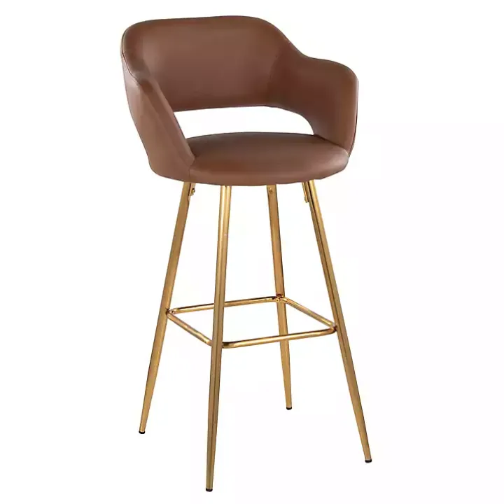 Brown Faux Leather Marge Bar Stools, Set of 2