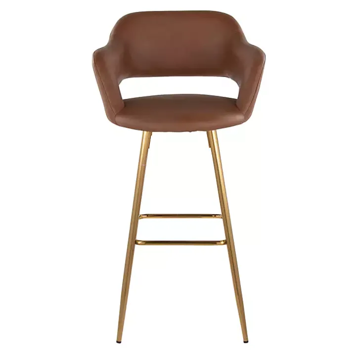 Brown Faux Leather Marge Bar Stools, Set of 2
