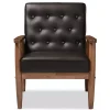 Brown Faux Leather Mid-Century Modern Accent Chair