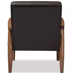 Brown Faux Leather Mid-Century Modern Accent Chair