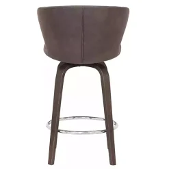 Brown Faux Leather Mynette Swivel Stool, 40 in.
