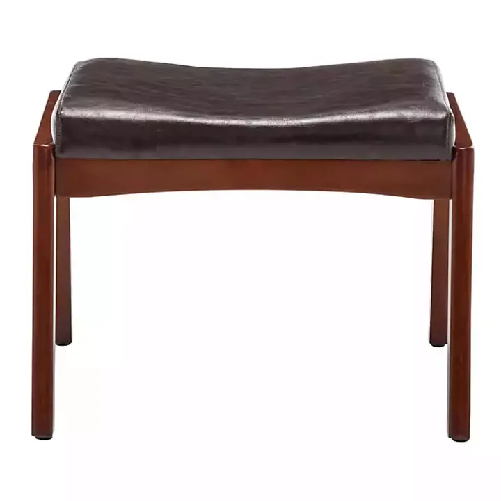 Brown Faux Leather Natasha Ottoman Stool